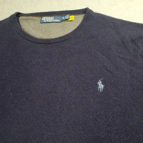 Ralph Lauren Polo Men's Size XXL Crew Neck Washable Merino Wool Sweater Blue - Picture 2 of 12